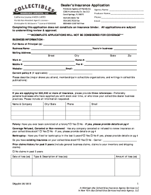 Dealer's Insurance Application