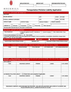 Transportation Pollution Liability Application