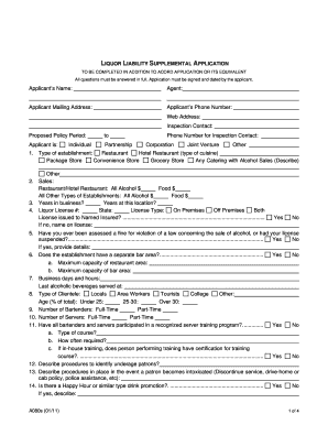 Liquor Liability Supplemental Application