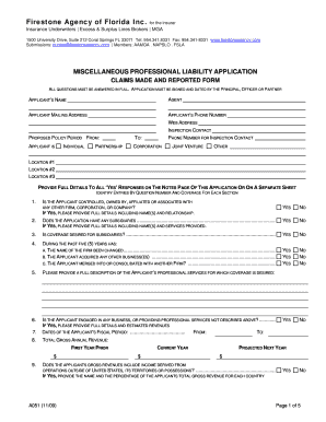 Miscellaneous Professional Liability Application