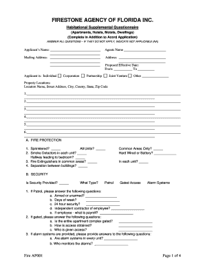 Habitational Supplemental Questionnaire