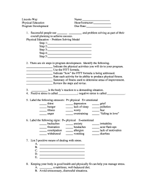 Physical Education Program Development Worksheet