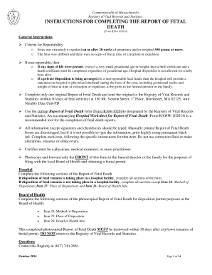 Massachusetts Report of Fetal Death