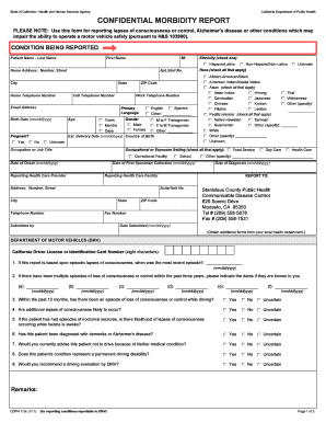 California Confidential Morbidity Report