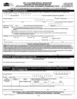 Illinois Special Education Teacher Tuition Waiver Application