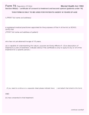 Certificate of Consent to Treatment for Minors