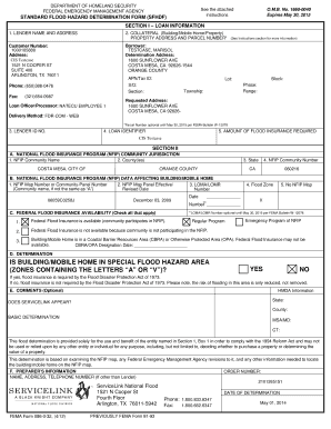 Standard Flood Hazard Determination Form
