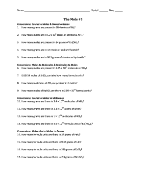Chemistry Worksheet