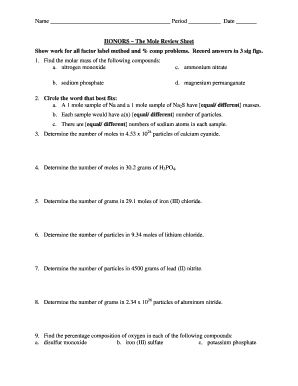 Honors Mole Review Sheet