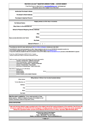 WATCH D.O.G.S. Master Order Form