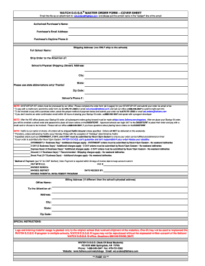 WATCH D.O.G.S. Master Order Form
