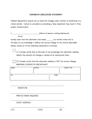 Odometer Disclosure Statement