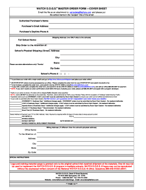 WATCH D.O.G.S. Master Order Form