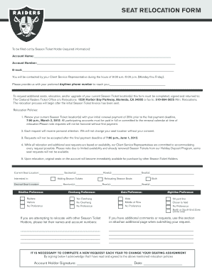 Oakland Raiders Seat Relocation Form