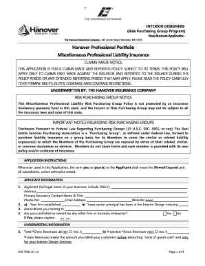 Interior Designers Professional Liability Insurance Application