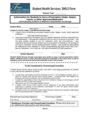 Authorization for Students to Carry Prescription Medication