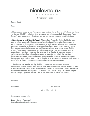 Photographer’s Release Form