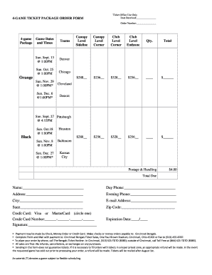 4-Game Ticket Package Order Form