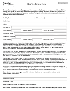 Field Trip Consent Form