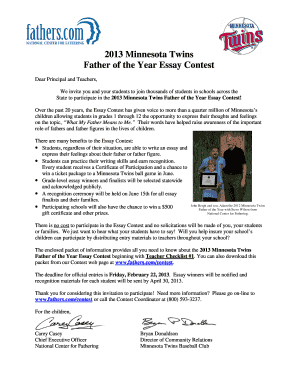 2013 Minnesota Twins Father of the Year Essay Contest