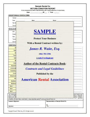 Rental Equipment Return Condition Report