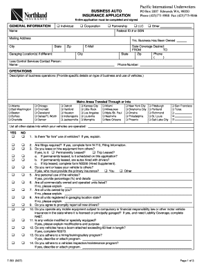 Business Auto Insurance Application