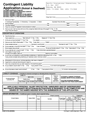 Contingent Liability Insurance Application