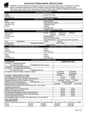Manufactured Home Insurance Application