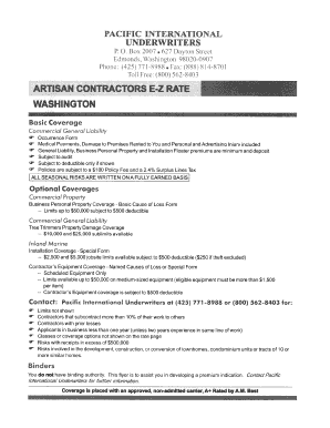 E-Z Rate Contractors General Liability Application