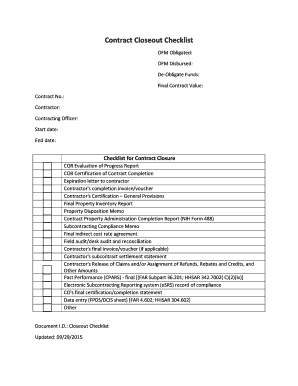Contract Closeout Checklist