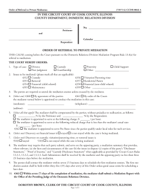 Order of Referral to Private Mediation