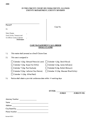 Cook County Small Claims Case Management Order