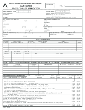 Travel Trailer Insurance Application