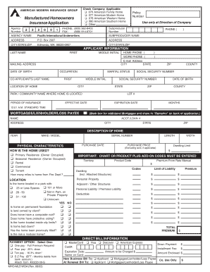 Manufactured Homeowners Insurance Application