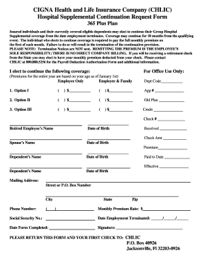 Cigna Hospital Supplemental Continuation Request Form