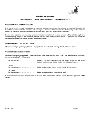 Accidental Death and Dismemberment Conversion Policy