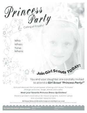 Girl Scout Princess Party Invitation