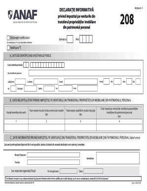 Romanian Real Estate Transfer Tax Declaration