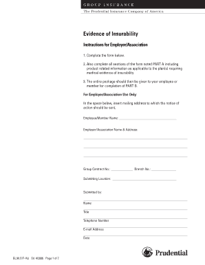 Prudential Evidence of Insurability Form