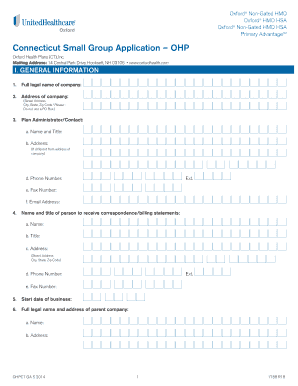 Connecticut Small Group Health Insurance Application
