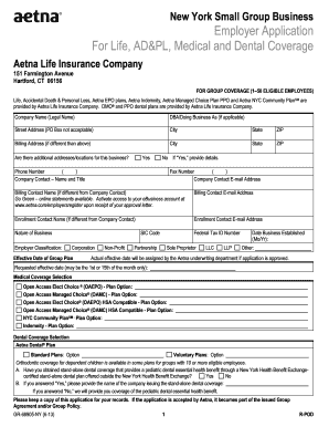 New York Small Group Business Employer Application