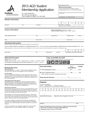 AGD Student Membership Application Form