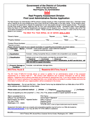 First Level Administrative Review Application