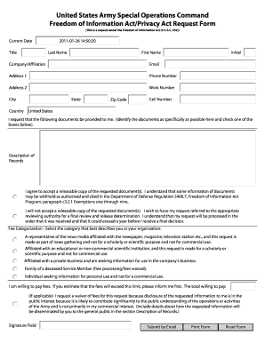 US Army FOIA Privacy Act Request Form