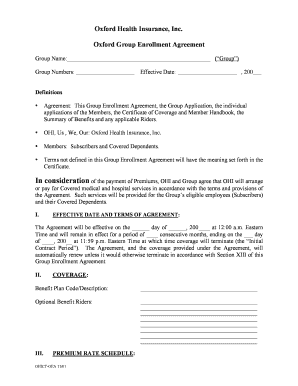 Oxford Group Enrollment Agreement