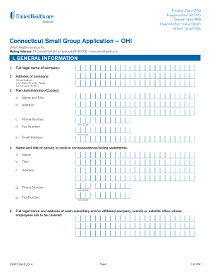 Connecticut Small Group Health Insurance Application