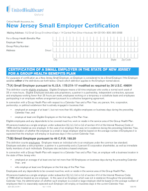 New Jersey Small Employer Certification