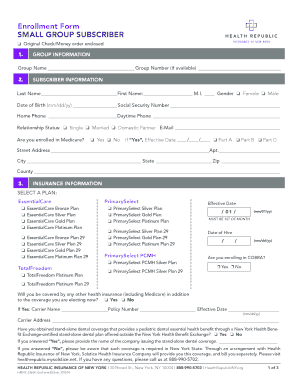 Health Republic Insurance Small Group Subscriber Enrollment Form