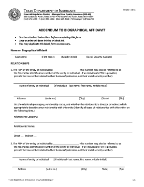 Addendum to Biographical Affidavit