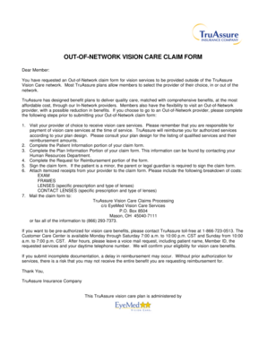 Out-of-Network Vision Care Claim Form